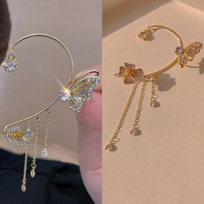 Simple Clip-On Earrings with Butterflies, Floral Motifs & Tassels – Elegant, Comfortable, No Piercing Required