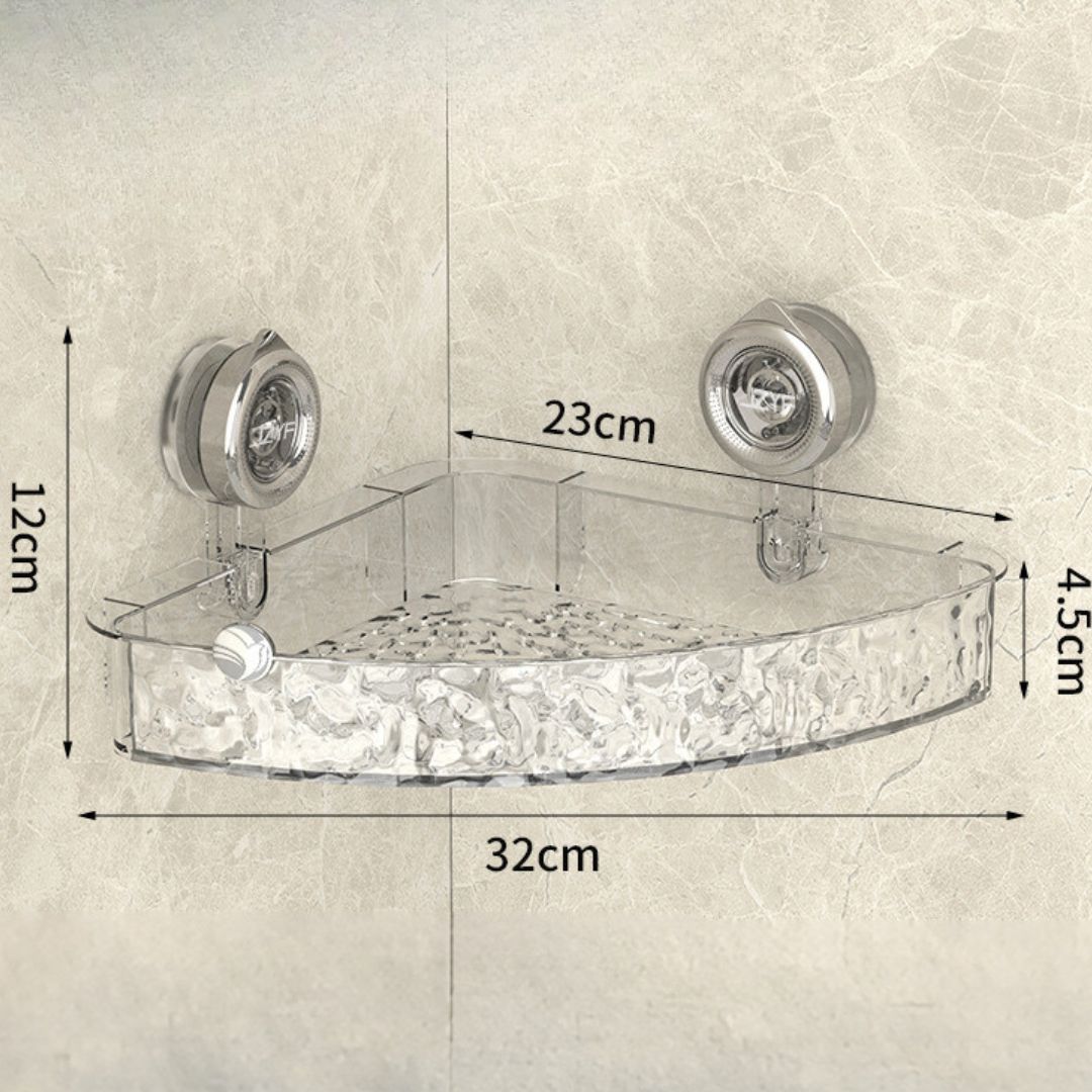 Bathroom Corner Shelf with Suction Cups – No-Drilling Storage Organizer