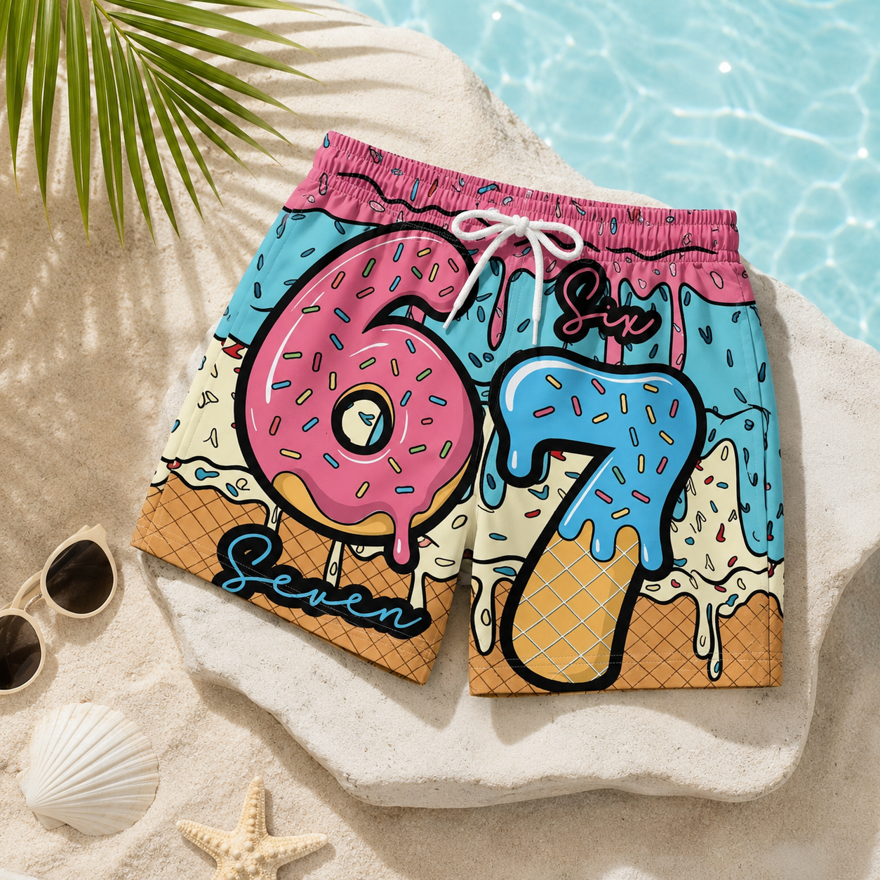 🍦Ice Cream and Donuts Print Shorts / Shorts with Ice Cream and Donut Pattern🍩