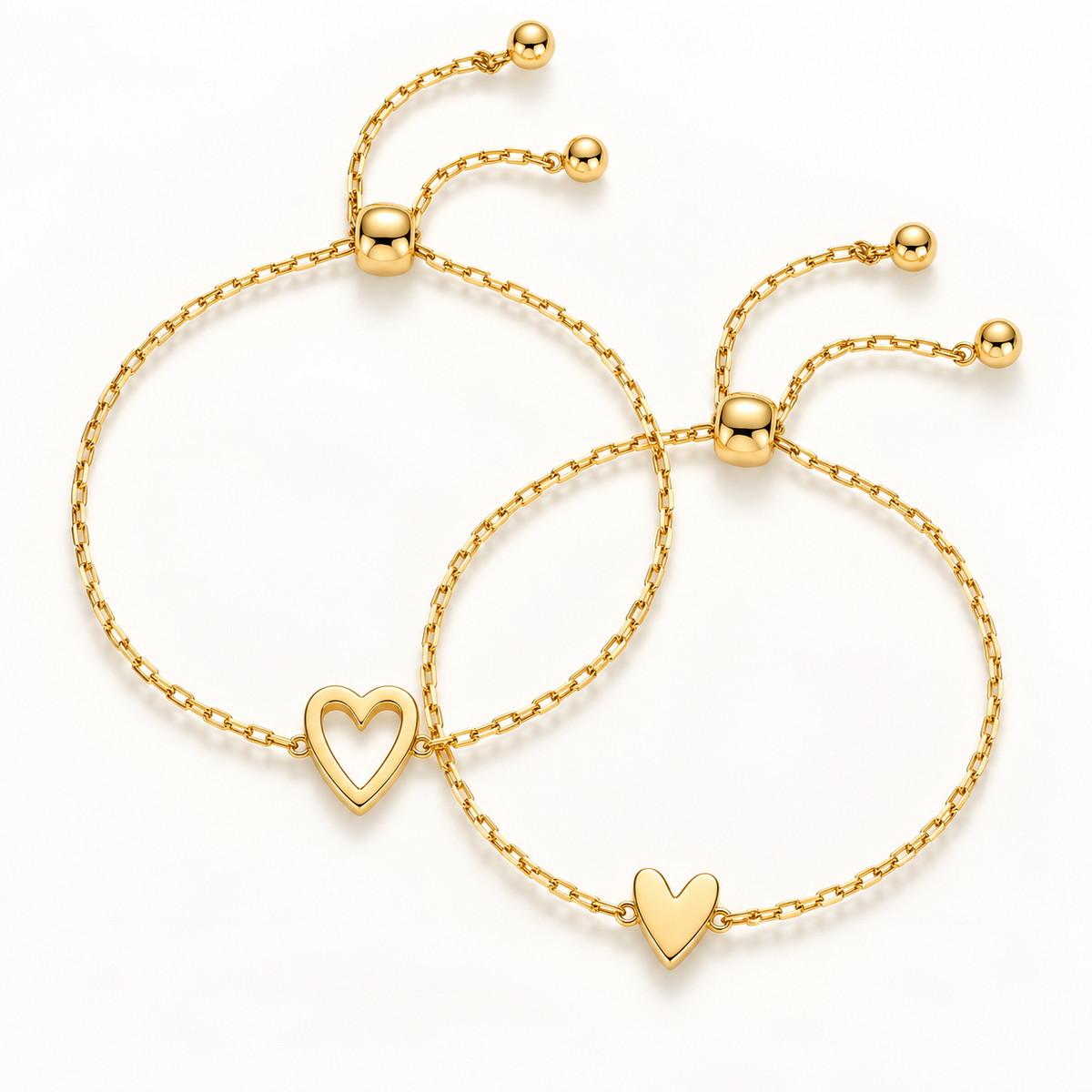 Love Bracelet Set – 14K Gold-Plated Heart Bracelet