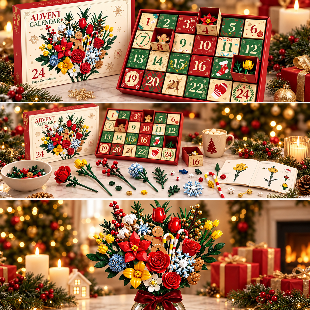 "Bloom & Build" Advent Calendar – Build Your Own Magical Christmas Bouquet