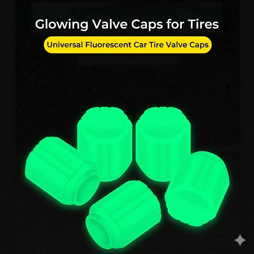 Glow in the Dark Valve Caps - Luminous - For Bicycle, Car & Motorcycle