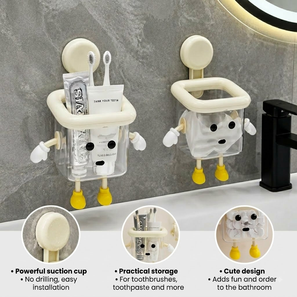Cute Wall-Mounted Suction Cup Toothbrush Holder – Perfect for the Bathroom