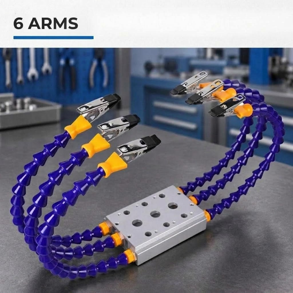 Soldering station with flexible arms