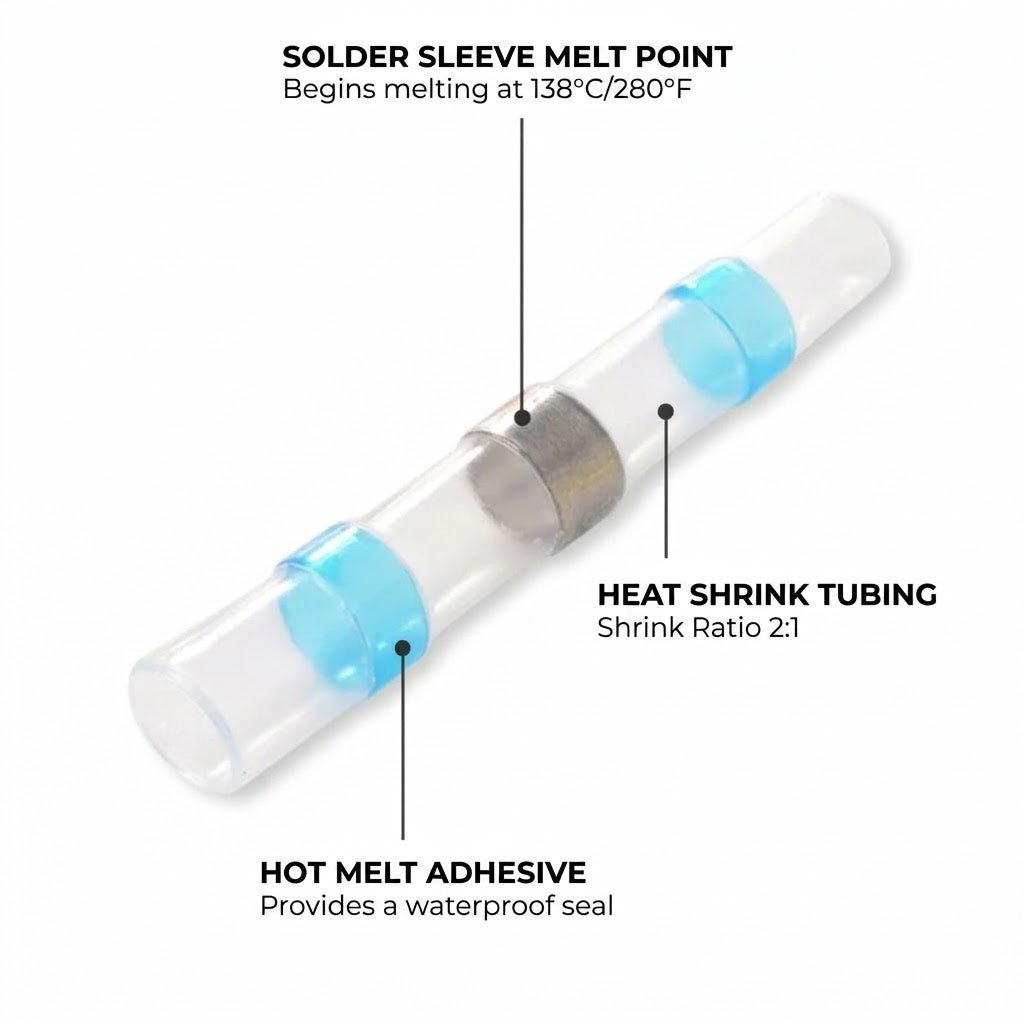 Solder Connector Set - Waterproof Heat Shrink Tubing with Solder Ring