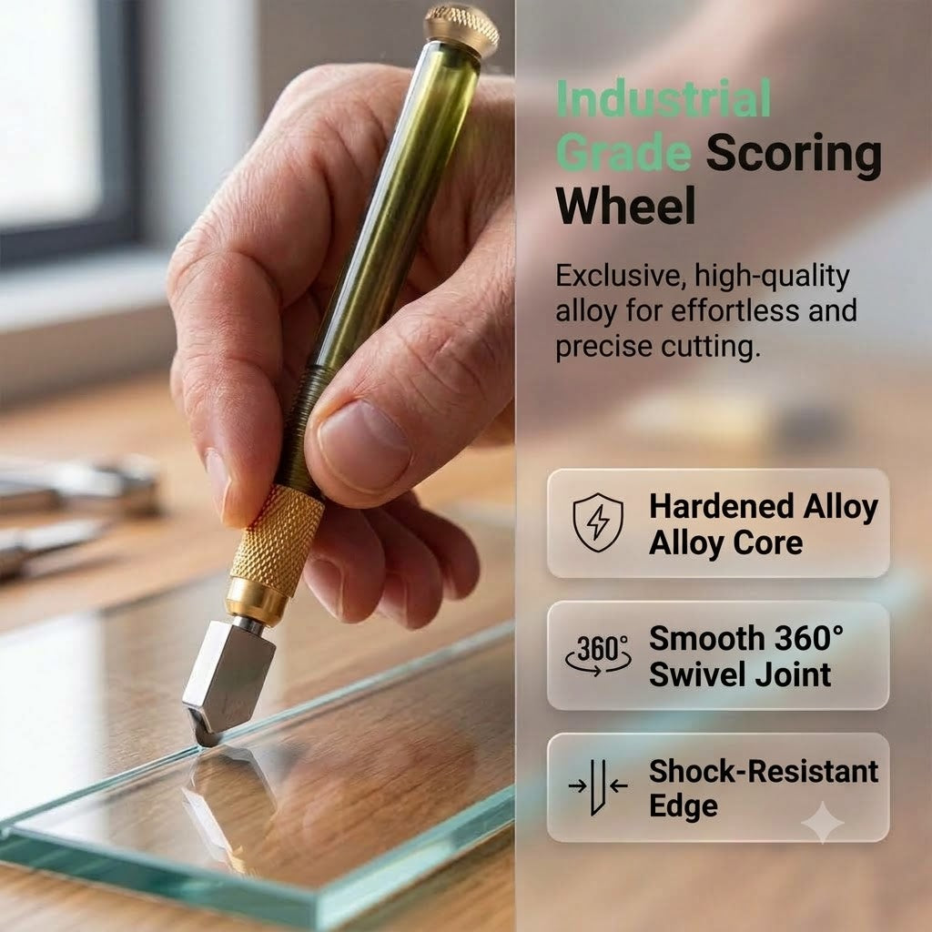 Professional Diamond Glass Cutter – Hardened Alloy Cutting Wheel