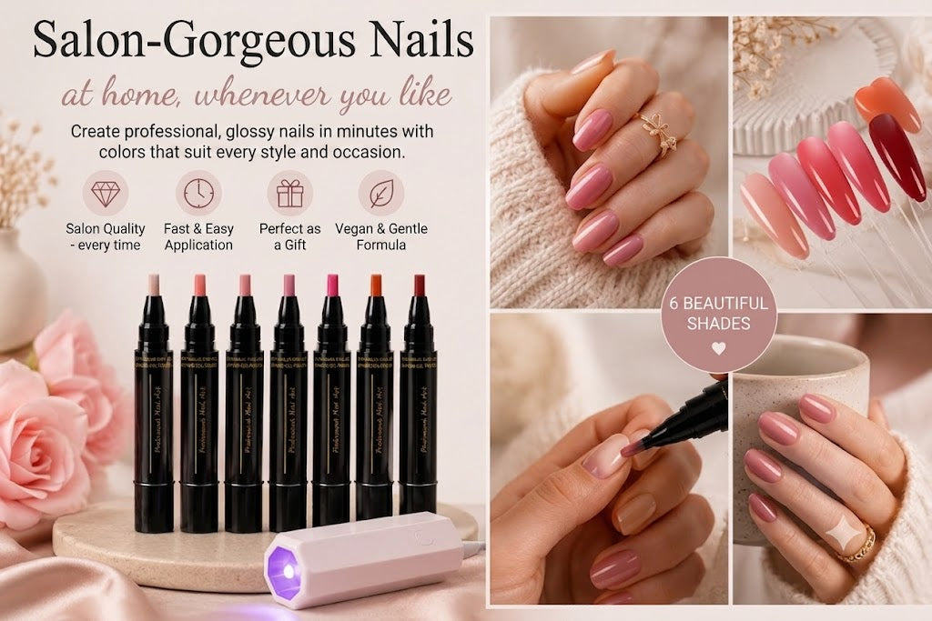 SalonPen – 3-in-1 Nail Polish Pen (with UV Light) – Set of 6