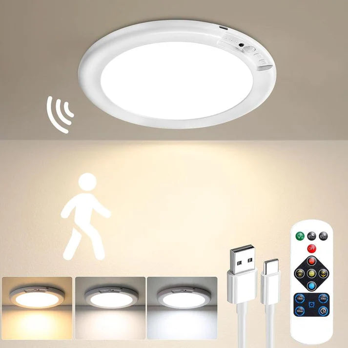 Rechargeable Ceiling Light with Motion Sensor - Wireless - Remote Control Included