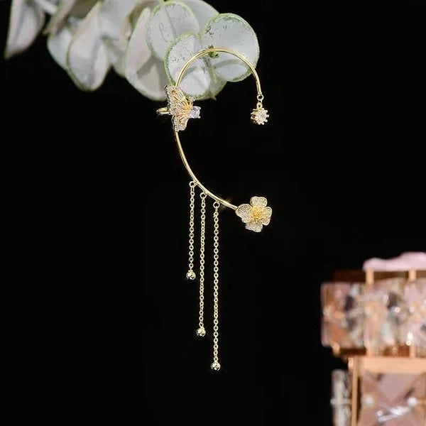 Simple Clip-On Earrings with Butterflies, Floral Motifs & Tassels – Elegant, Comfortable, No Piercing Required