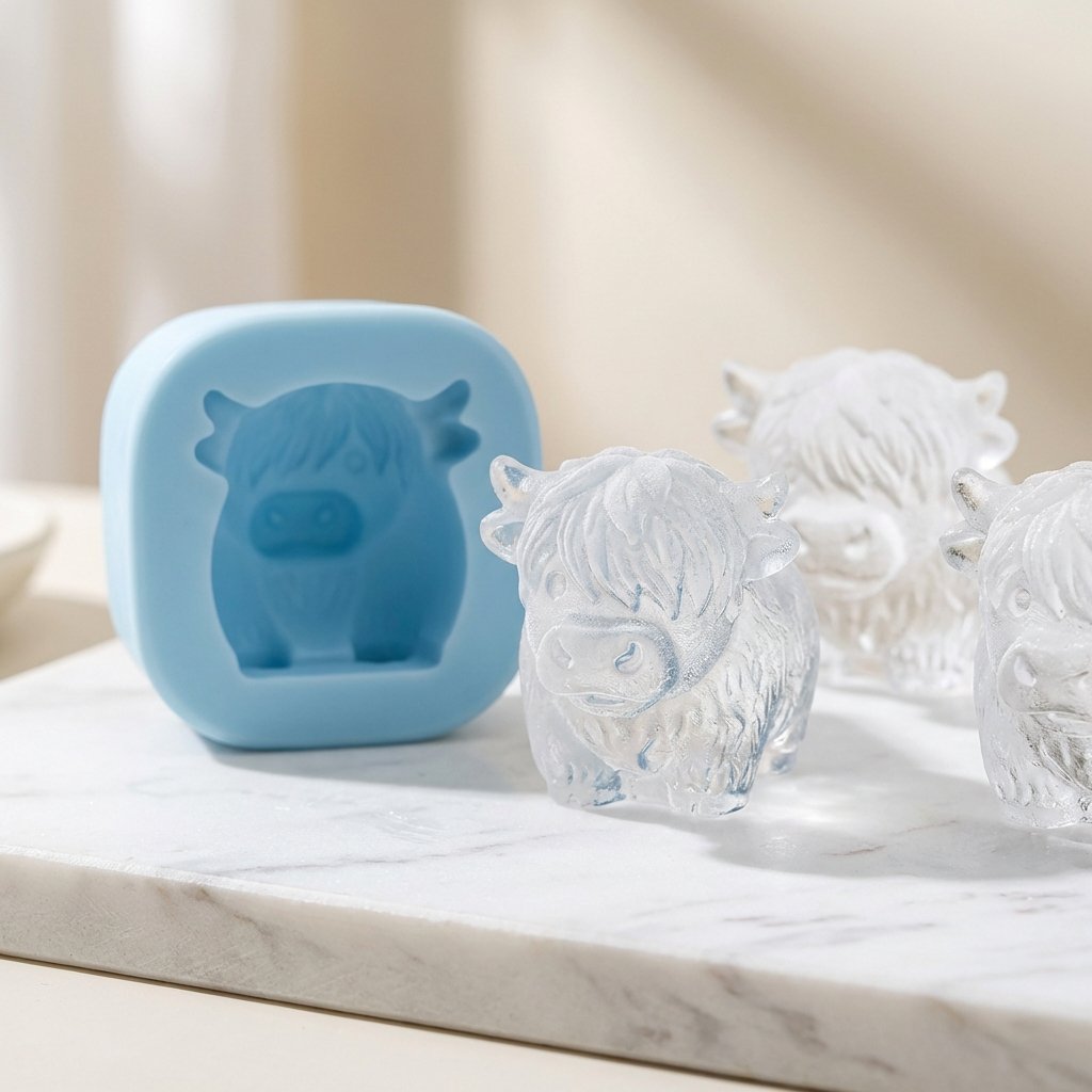 🐮 Mini Scottish Highland Cow Ice Cube Mold – 3D Silicone for Ice Cubes
