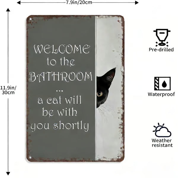 Retro Black and White Wall Decor - Highland Cow & Cat