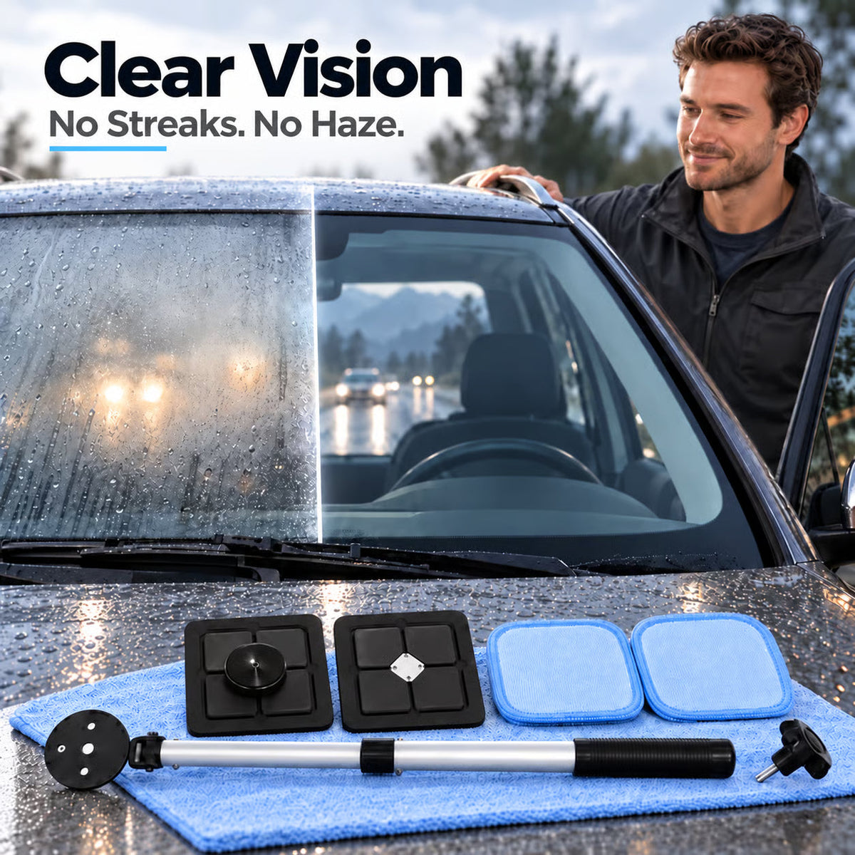 Magnetic Car Window Cleaner with Double-Sided Magnet