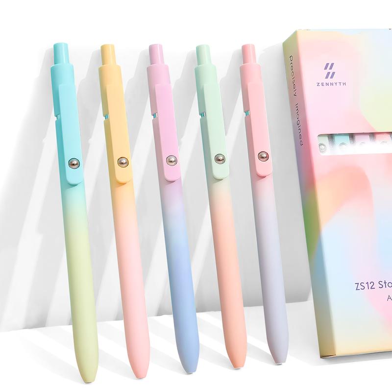 Luxury Gel Pen Set (5 pcs) - Aesthetic Gradient Design - 0.5 mm Quick-Drying Ink