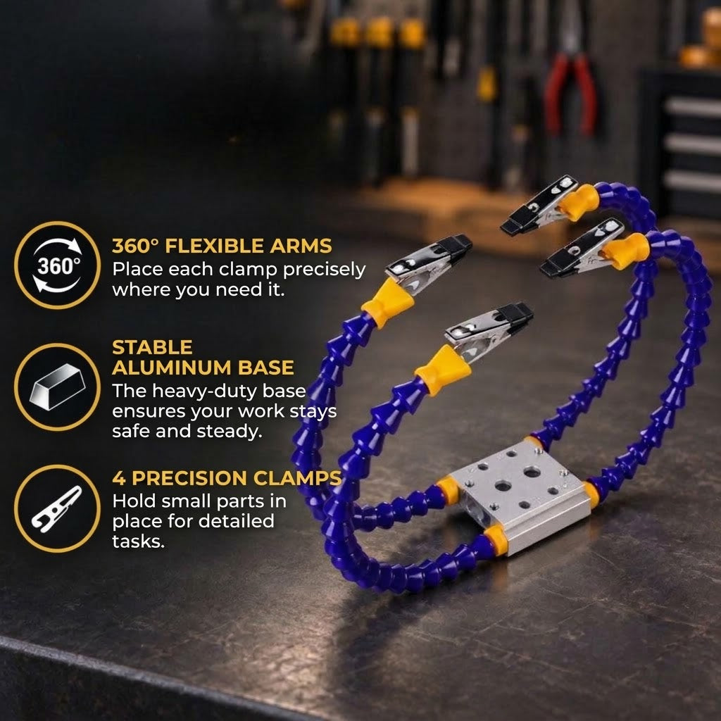 Soldering station with flexible arms