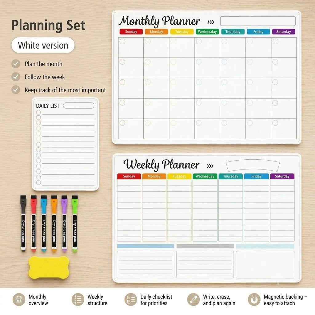 Magnetic Family Planner – Monthly, Weekly, and Daily Schedule