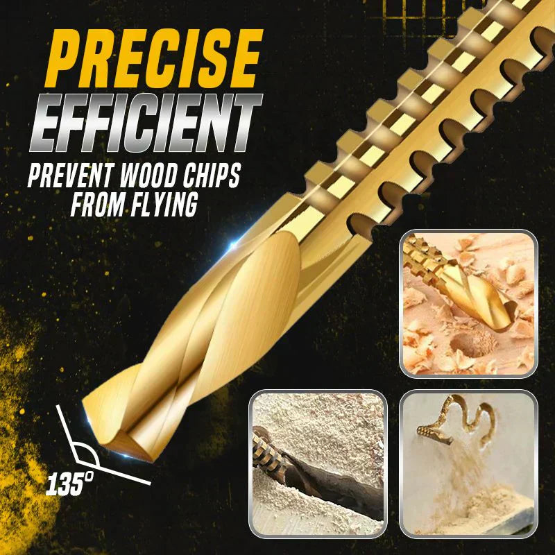 Titanium-Coated Spiral Drill Bit Set – 6 Sizes, 2-in-1 Drilling and Sawing