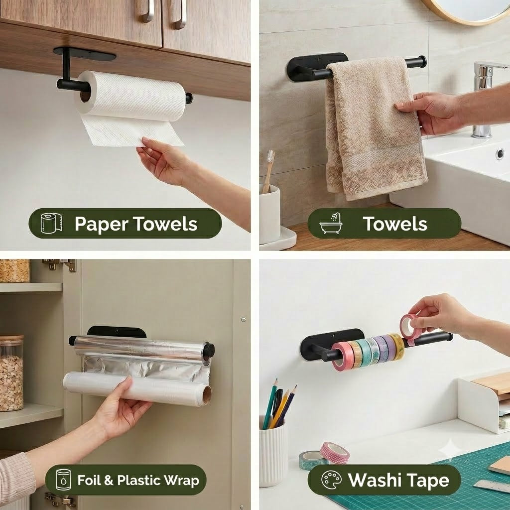 Modern Stainless Steel Paper Towel Holder – No-Drill Installation & Versatile Use
