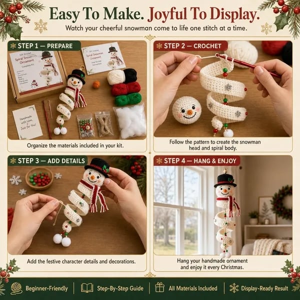 Start crocheting your spiral snowman now!