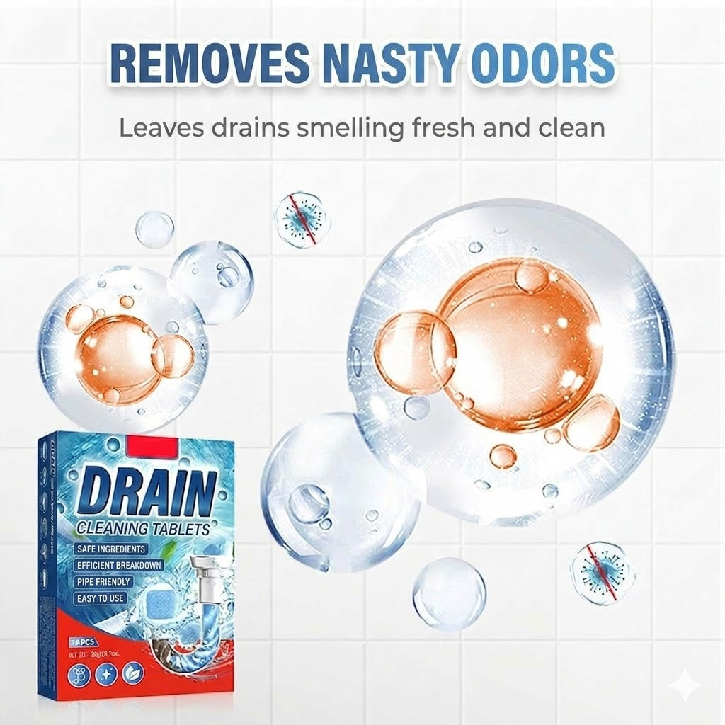 🚽 Fast-Acting Drain Clog Remover Tablets – Suitable for Kitchens, Bathrooms, and Drains