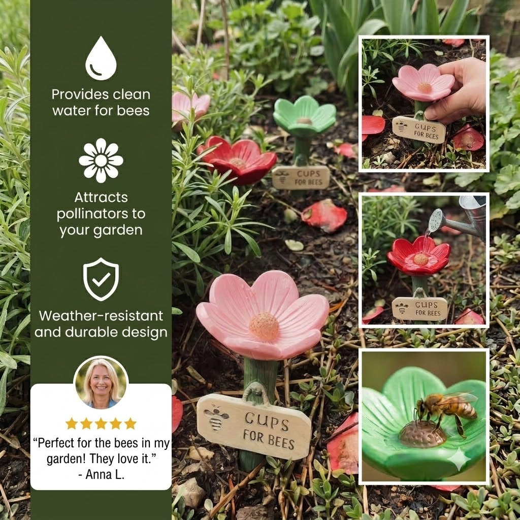 Flower-Shaped Bee Waterer – Colorful Garden Water Dispenser