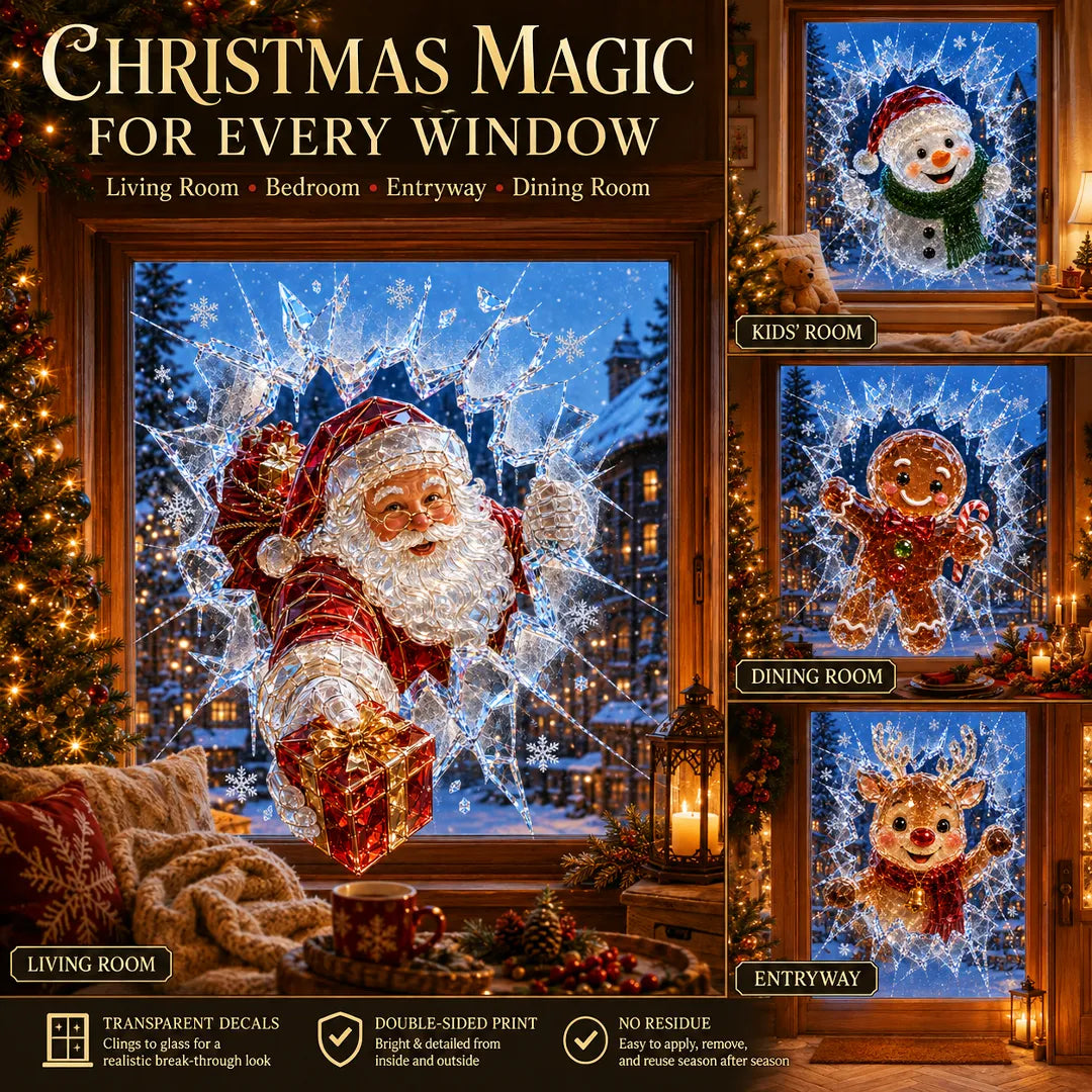 3D Christmas Broken Glass Effect Window Sticker