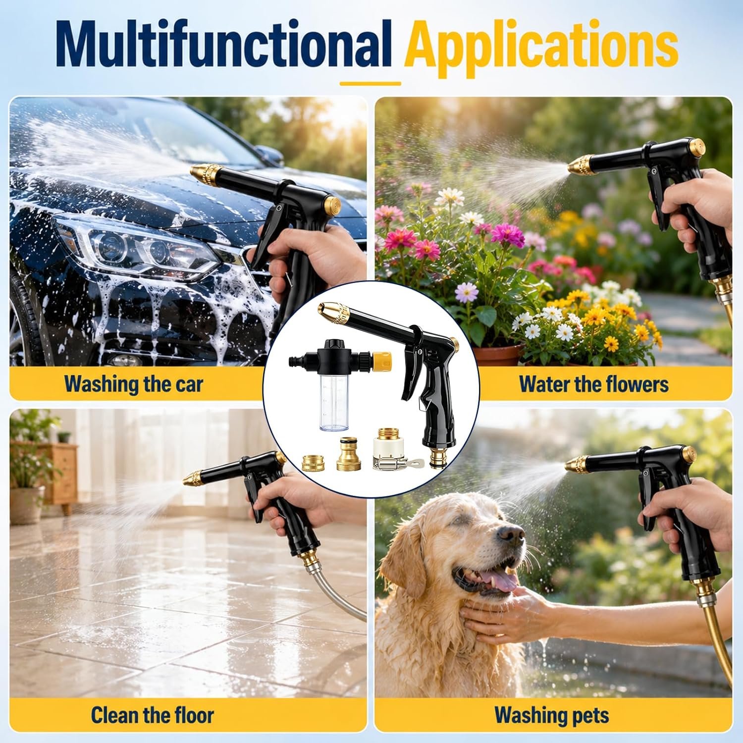 🏆 High-Pressure Washer / High-Pressure Jet 💦 Ergonomic Grip • Pressure Nozzle – Powerful Car Wash 🚗 and Garden Watering 🌻 Easy and Simple to Use! 👍