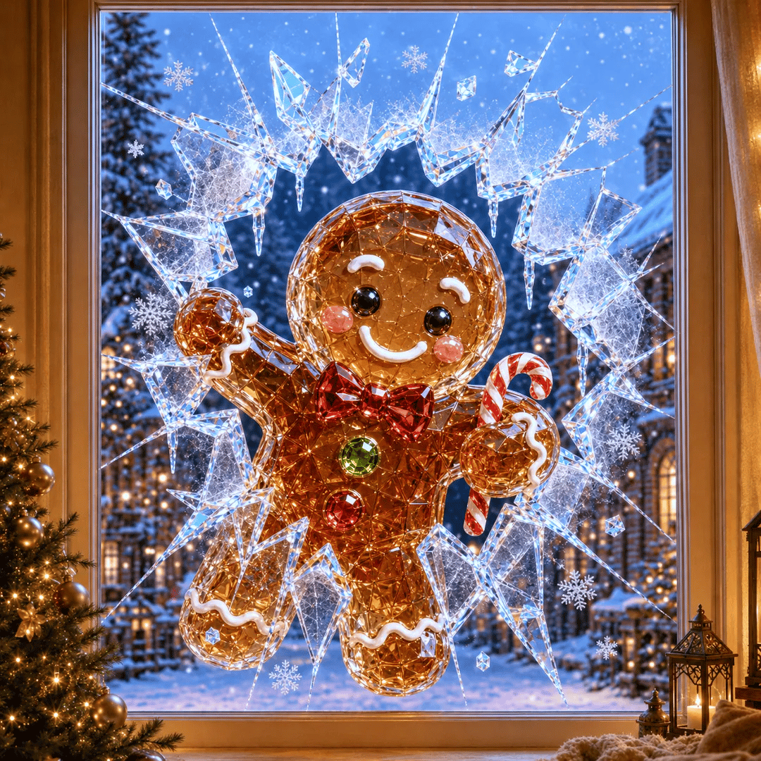 3D Christmas Broken Glass Effect Window Sticker