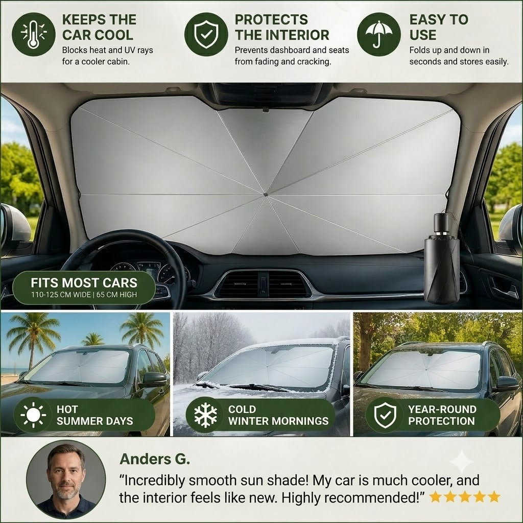 Foldable Windshield Sun Shade – Effective UV Protection and Sun Shielding for Cars 🚗☂️