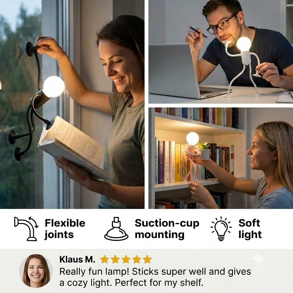 Suction Cup LED Light – Fun Design with Interchangeable Suction Cups for Decoration