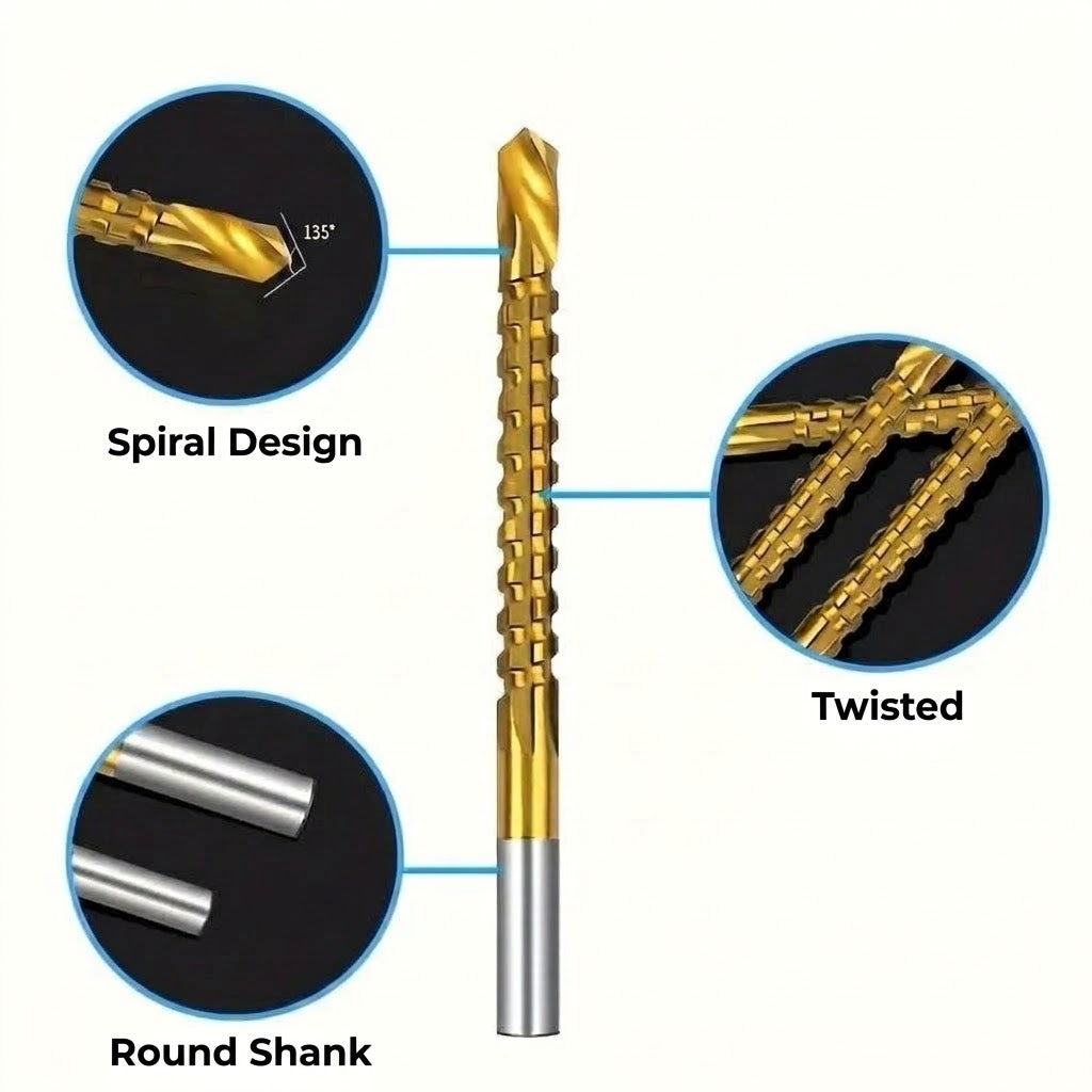 Titanium-coated drill bit set – Durable HSS metal drill bits for wood, plastic, and metal
