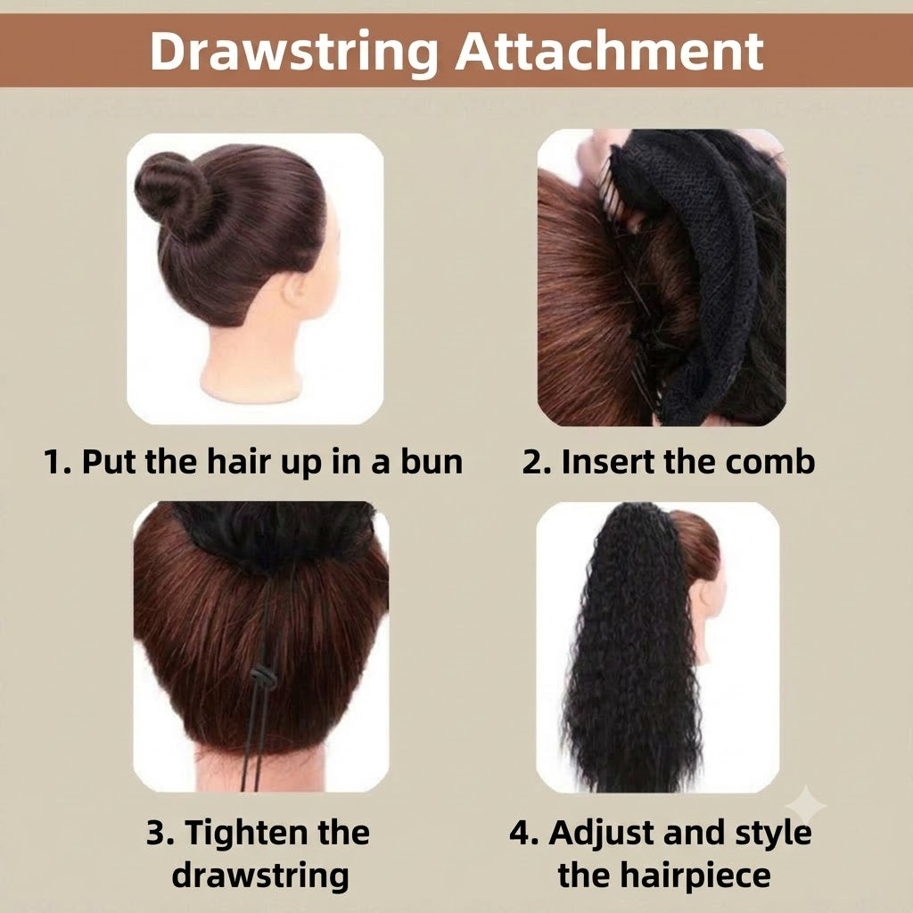 Long Wavy Ponytail Extension (Water Wave) – Voluminous Claw Clip Ponytail for Everyday & Parties