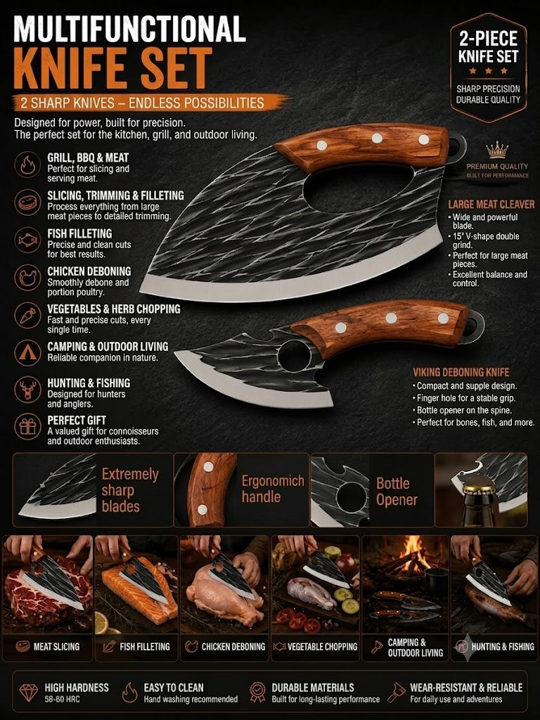 🔪 Premium Meat Knife Set (Set of 2) – Ultimate Sharpness for BBQ, Grilling, and Cooking