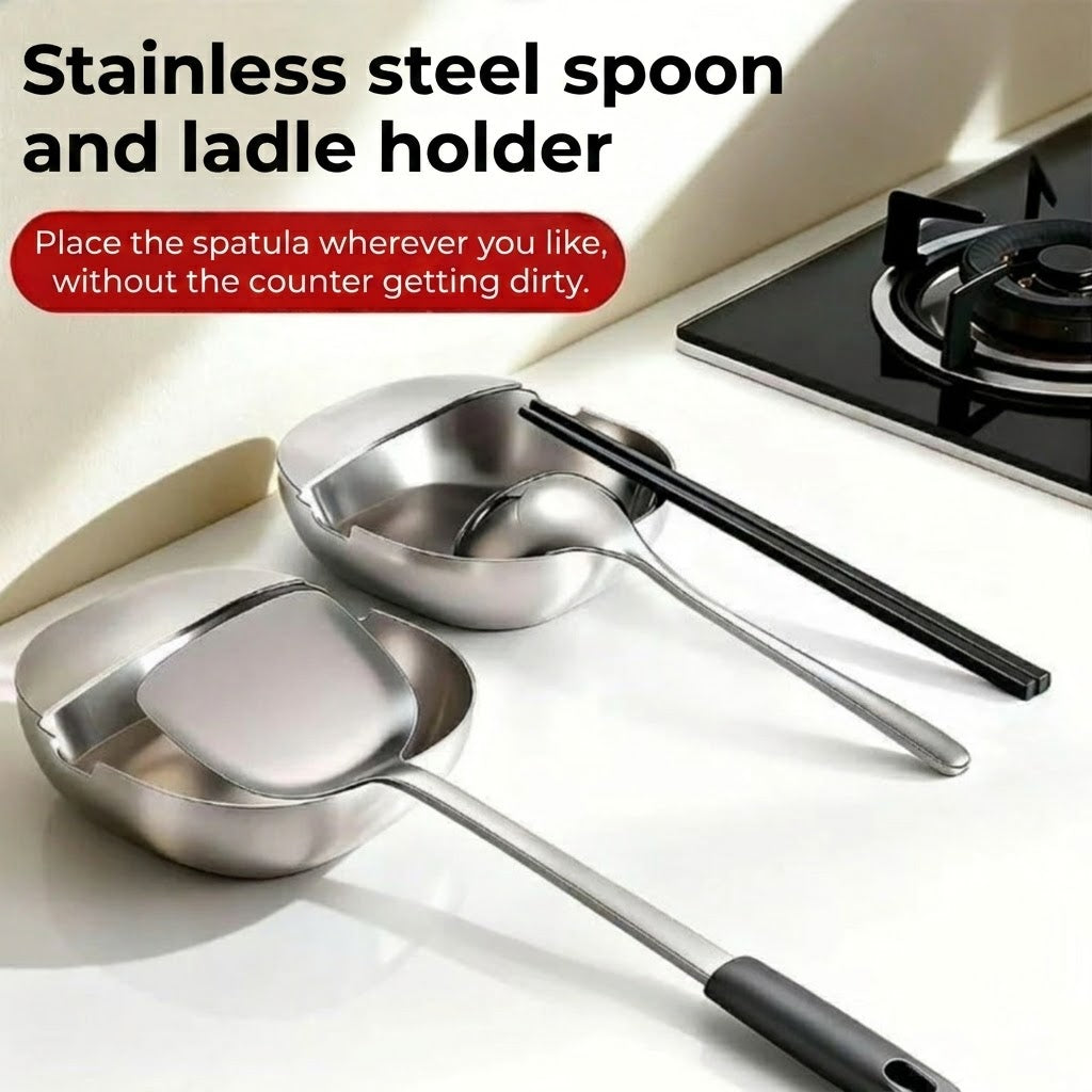 Luxury Stainless Steel Spoon Rest for Kitchen Counter – High-Quality Ladle Holder