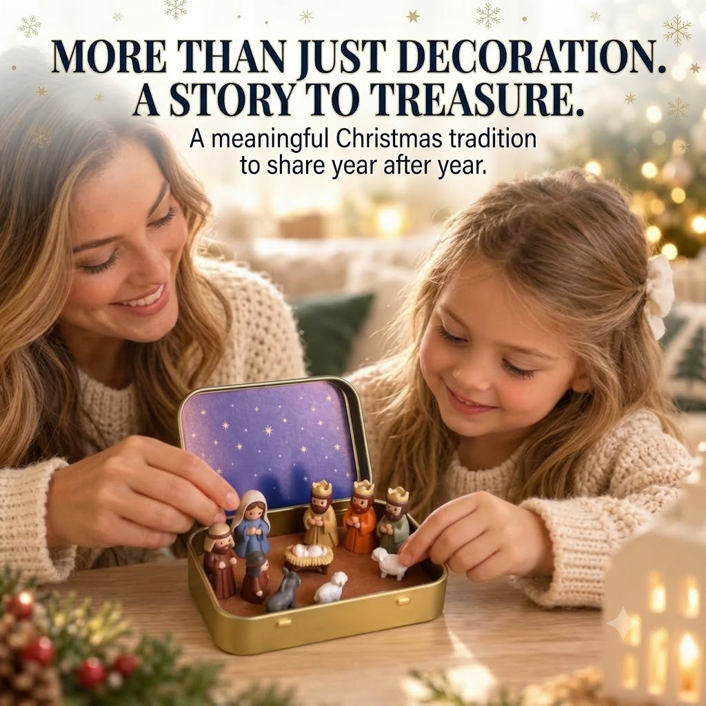 Portable Mini Nativity Scene in a Tin – Pocket-Sized Handmade Nativity Set