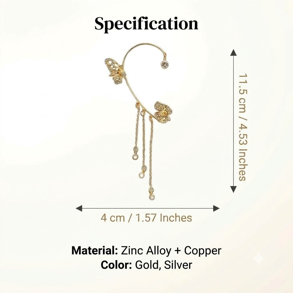 Simple Clip-On Earrings with Butterflies, Floral Motifs & Tassels – Elegant, Comfortable, No Piercing Required