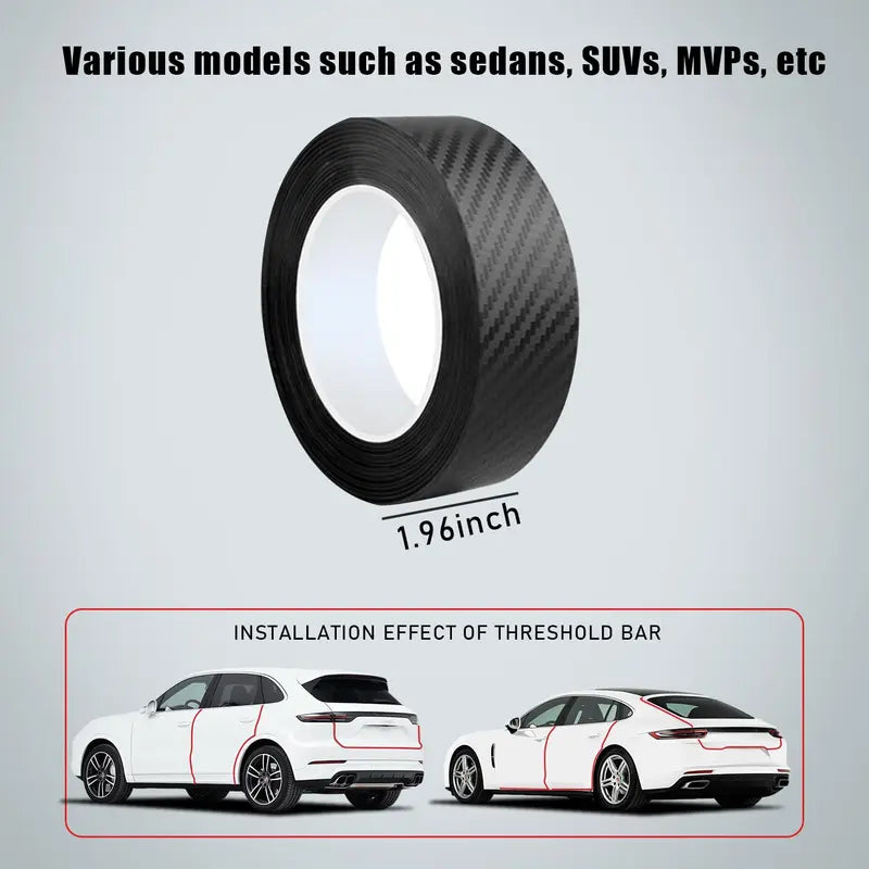 Car Door Protector Film – Scratch-Resistant & Anti-Collision 3D Carbon Fiber Vinyl Wrap with Self-Adhesive Backing