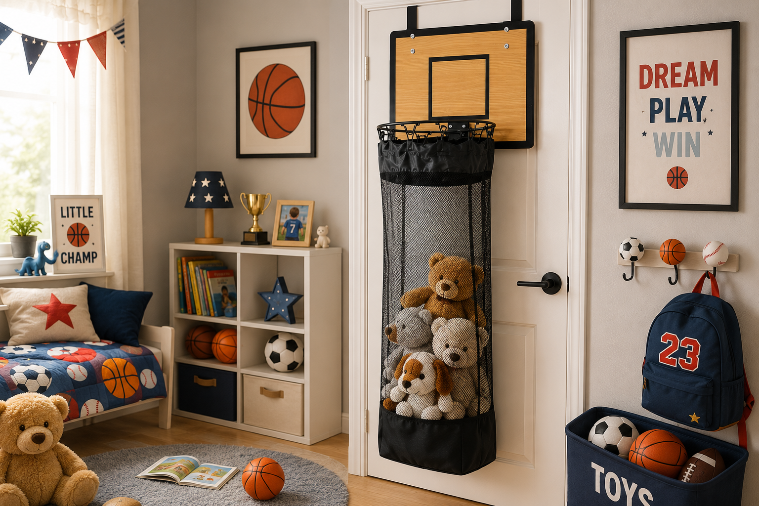 Over-the-Door Laundry Hamper: 2-in-1 Basketball Hoop & Laundry Basket🏀