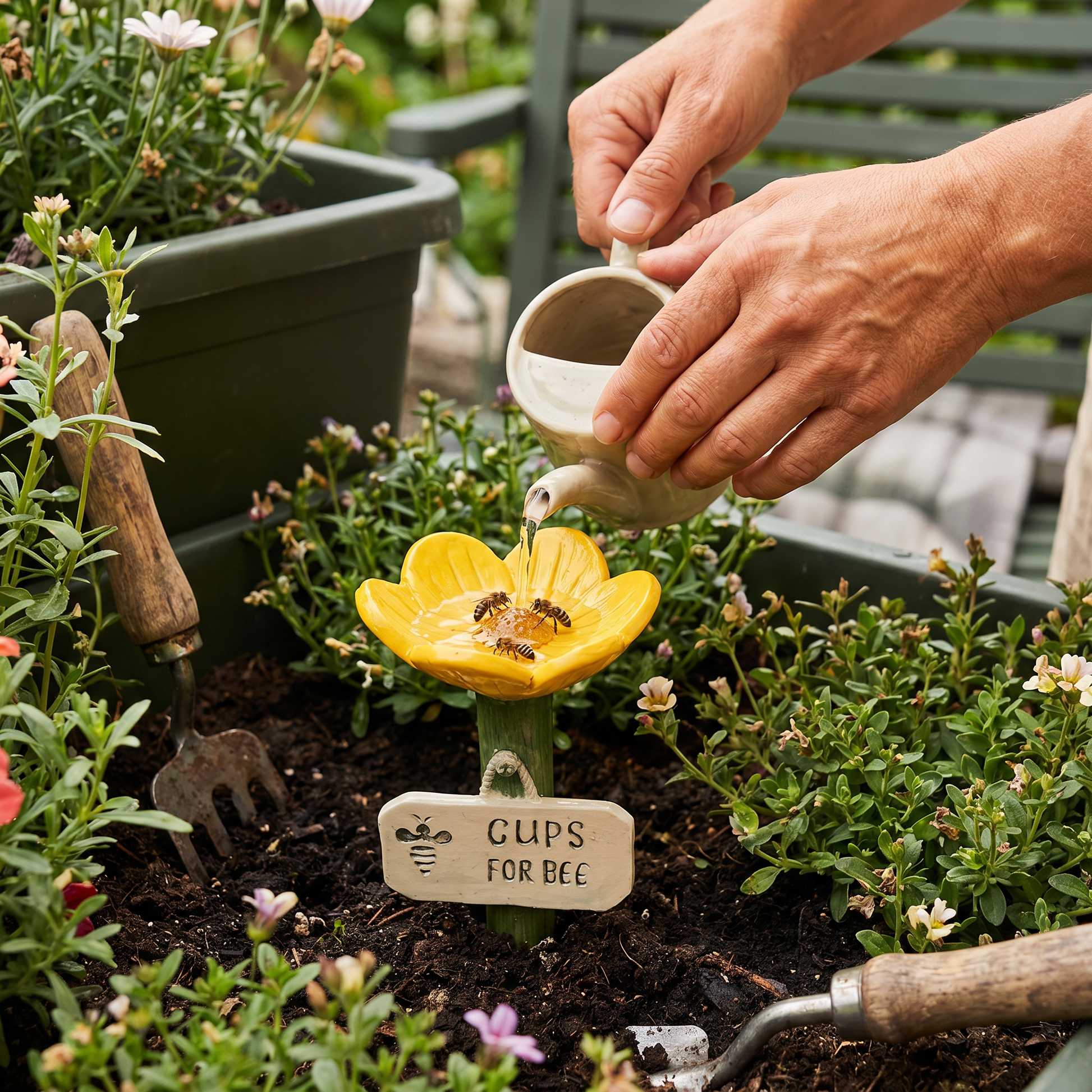 Flower-Shaped Bee Waterer – Colorful Garden Water Dispenser