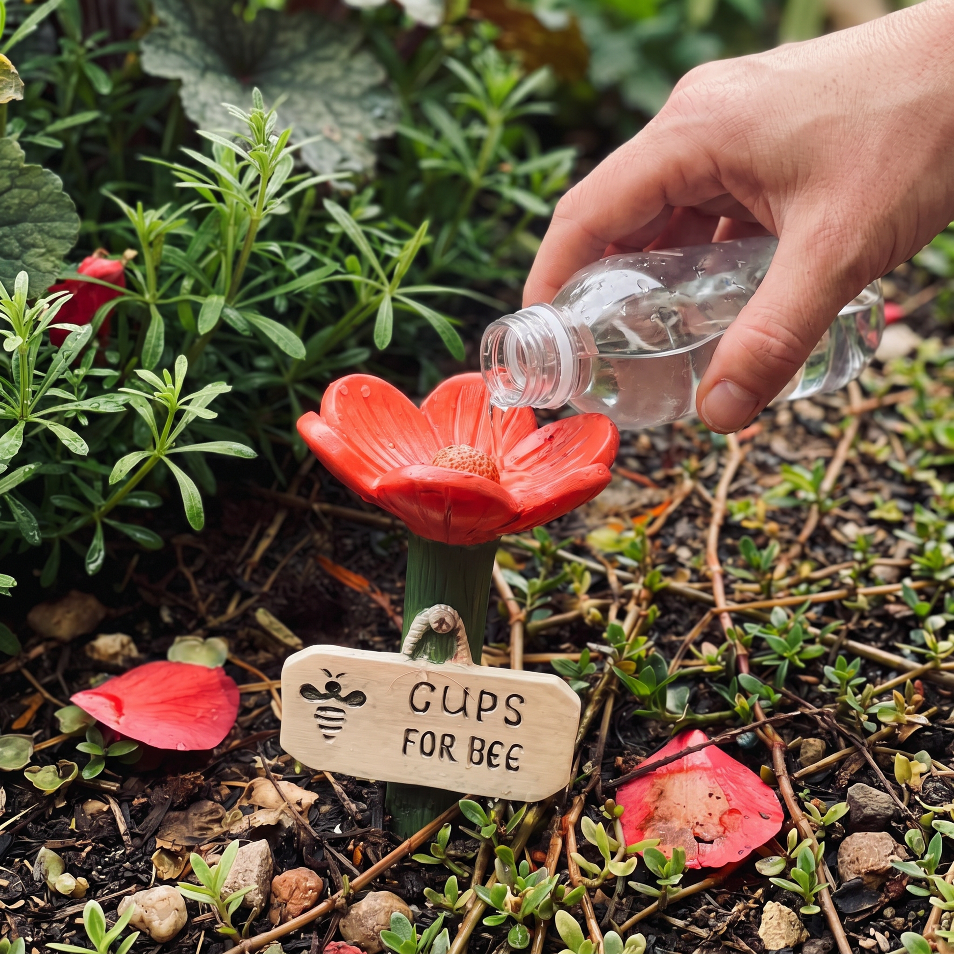 Flower-Shaped Bee Waterer – Colorful Garden Water Dispenser