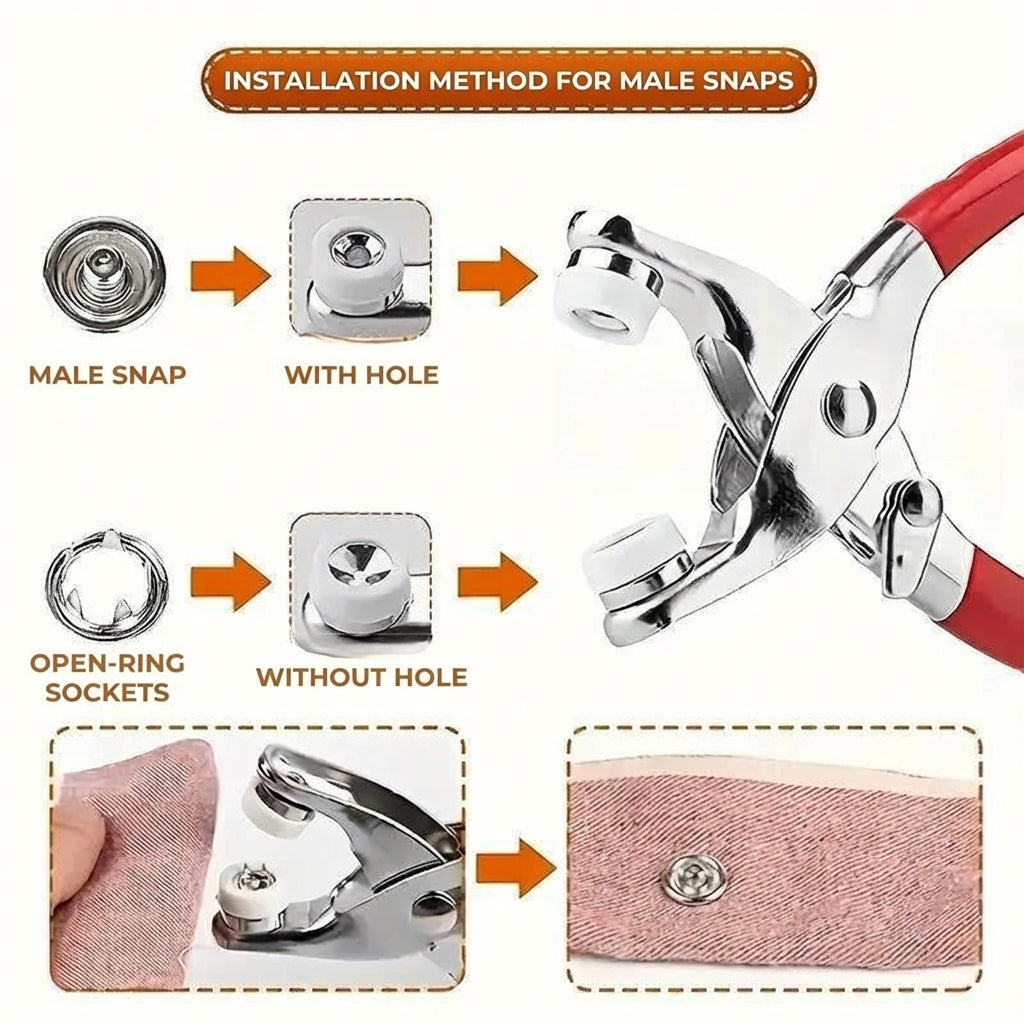SnapForge Snap Fastener Pliers Set (Includes Snap Buttons)