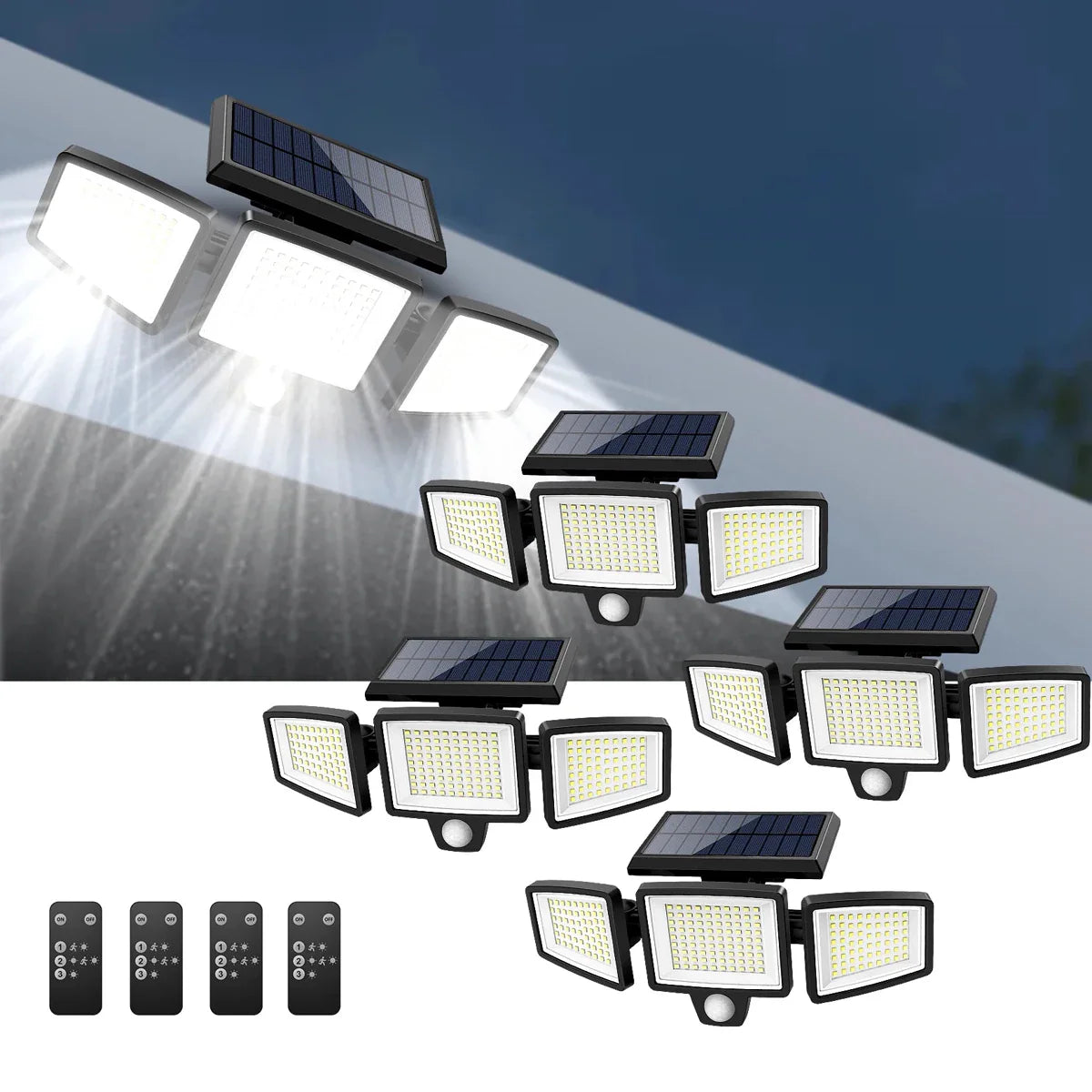[200 LED] Solar Wall Light with Motion Sensor – Outdoor Solar-Powered Lighting – IP65 Waterproof – 100% Energy Saving