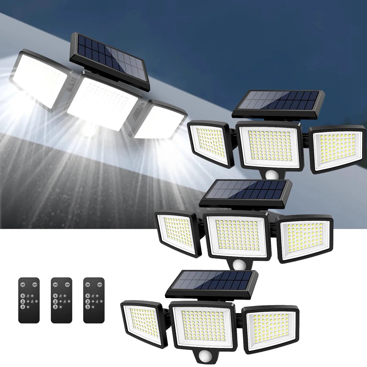 [200 LED] Solar Wall Light with Motion Sensor – Outdoor Solar-Powered Lighting – IP65 Waterproof – 100% Energy Saving