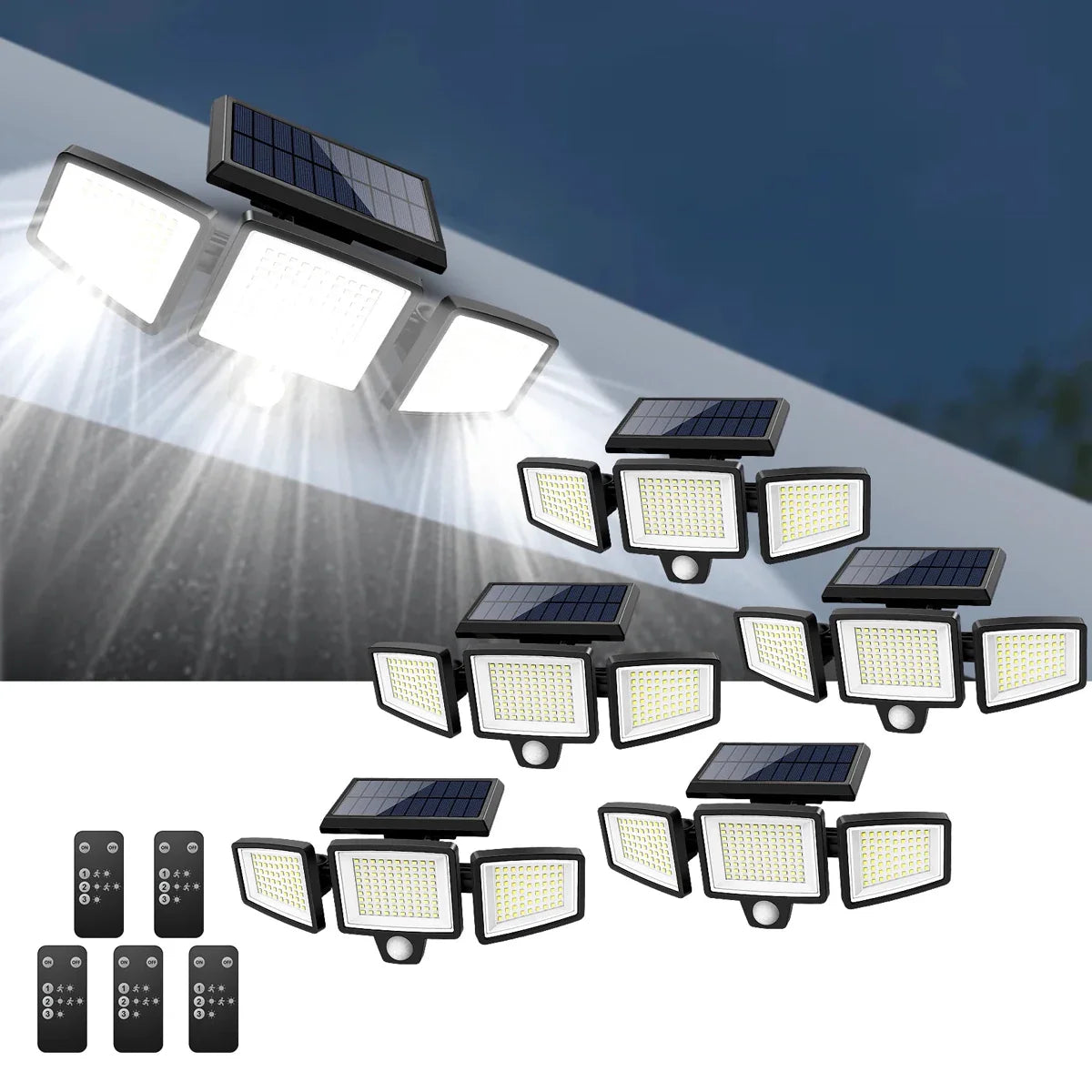 [200 LED] Solar Wall Light with Motion Sensor – Outdoor Solar-Powered Lighting – IP65 Waterproof – 100% Energy Saving