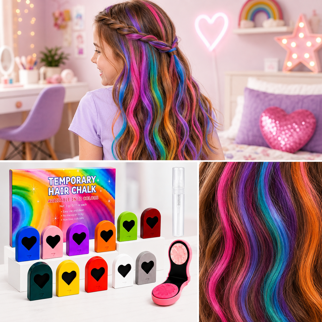 ColorPop Hair Chalk – 12 Washable Colors