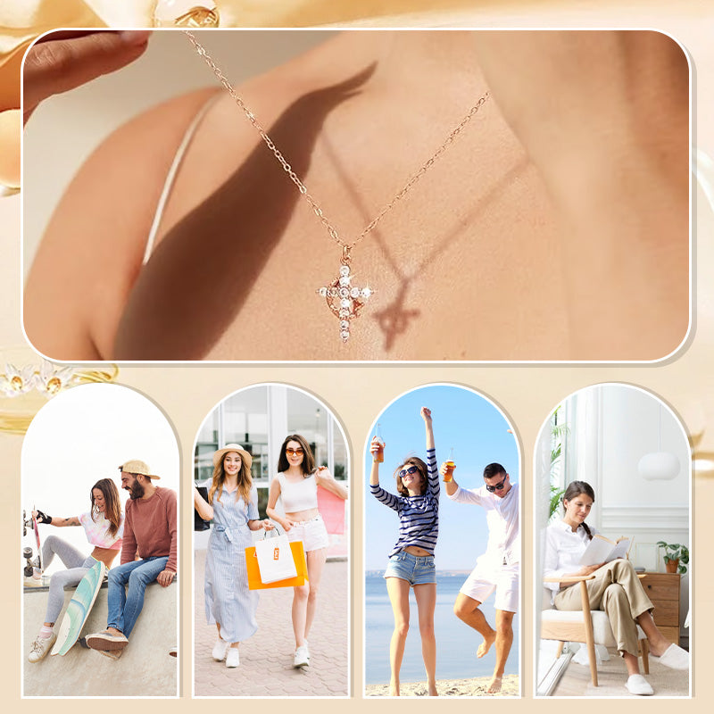 “Forever Cross & Crown” Necklace with Moissanite