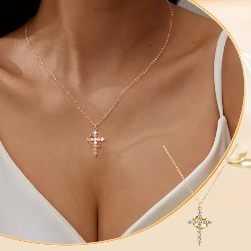 “Forever Cross & Crown” Necklace with Moissanite