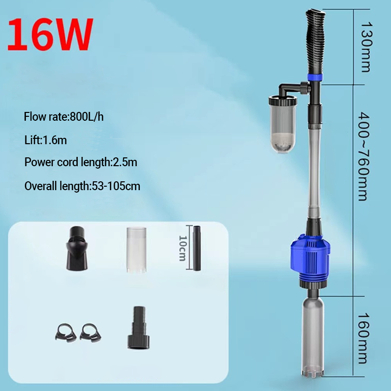Electric Aquarium Vacuum Cleaner & Water Changer - 3-in-1 Gravel Cleaner - With Filter Function