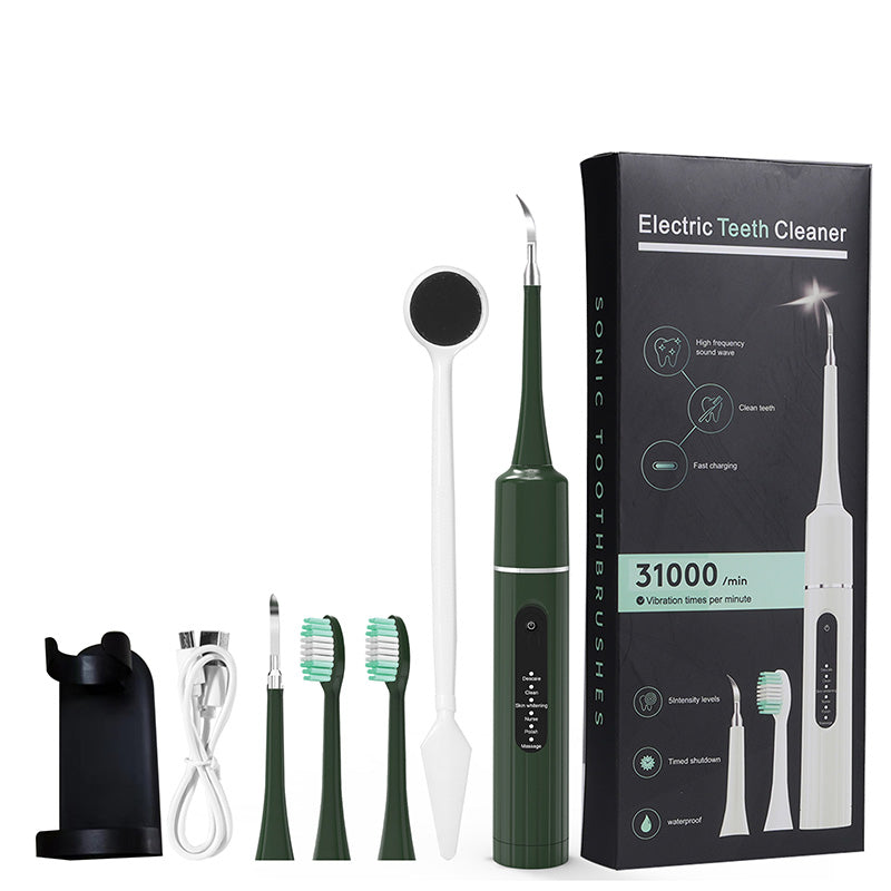 ✨ 5-in-1 Ultrasonic Tooth Cleaner – 6 Modes with Cleaning Heads, Up to 58 Days of Battery Life 🦷⚡