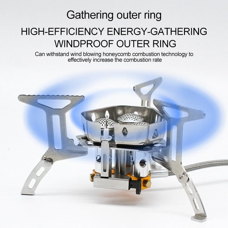 5800W Windproof Camping Gas Stove – With Piezo Ignition and Gas Canister Adapter