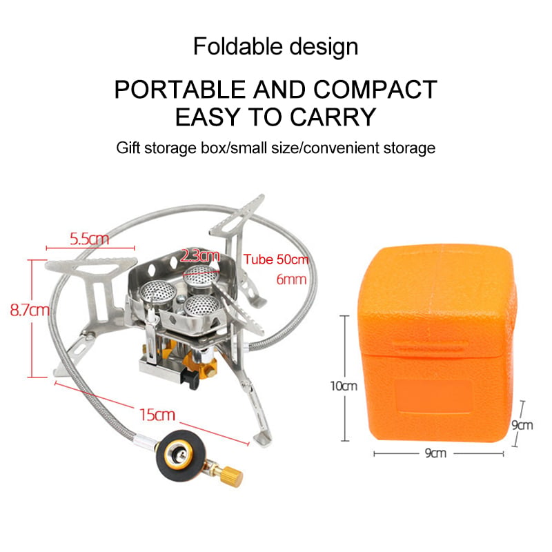 5800W Windproof Camping Gas Stove – With Piezo Ignition and Gas Canister Adapter